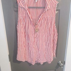 Cute Sleeveless striped plus size top
